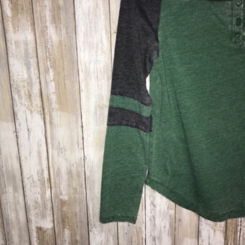 NFL New York Jets Girls Large Long Sleeve Henley Tee Green Youth L - Picture 4 of 6